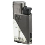Gray Matte Vector Twister Dual Flame Jet Torch Cigar Butane Lighter - 9311