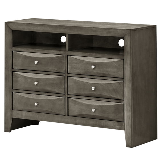 Gray Media Chest For Bedroom - Glory Furniture G1505-tv2 With Strong Construction Modern Storage In Blocked Bottoms