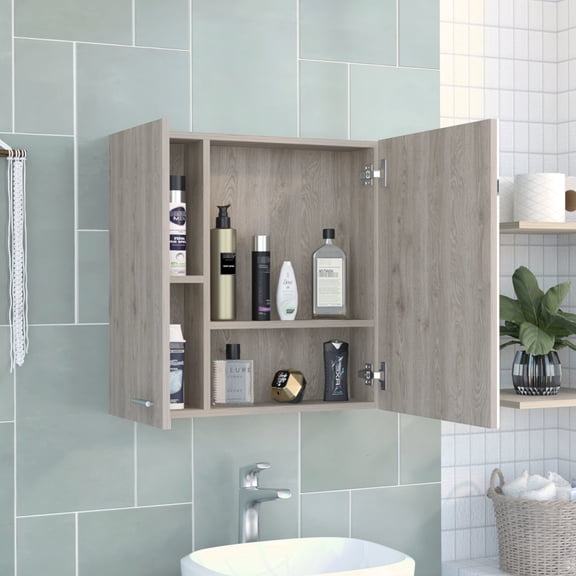 Gray Medicine Cabinet With Four Shelf Spaces For Organization Cabinet, Design, Shelving Options