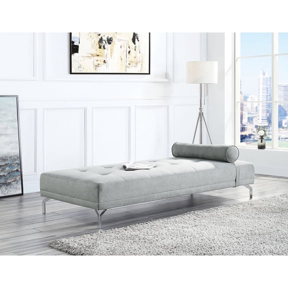 Gray Melange Velvet Sofa Bed with Pillow / Comfortable Lounging and Sleeping in Any Space