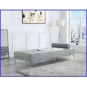 Gray Melange Velvet Sofa Bed with Pillow   Modern Luxe Comfort for Living & Guest Rooms