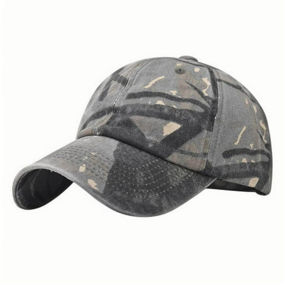 Gray Men And Women Camouflage Baseball Hat With Washed Style For Casual Use