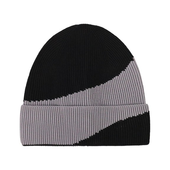 Gray Men And Women Winter Fashion Large Head Circumference Color Matching Knitted Hat For Outdoor Use And Comfort