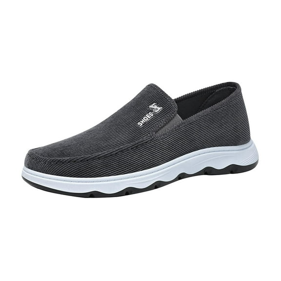 Gray Men'S Easy Wear Slip On Cloth Shoes Soft Sole For Indoor Relaxation