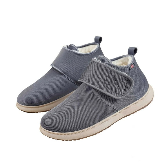 Gray Men'S Outdoor Shoes With Warm Fleece Lining And Thick Sole Perfect For Fall And Winter Comfortable Wear