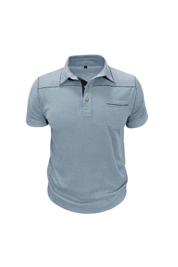 Gray Mens Button T Shirts Short Sleeve Tee Tops for Mens Collared Turtle Neck Spandex Crochet Striped Basic Fall Summer Tee Shirt 2026 Clothing Country Concert Y2K M