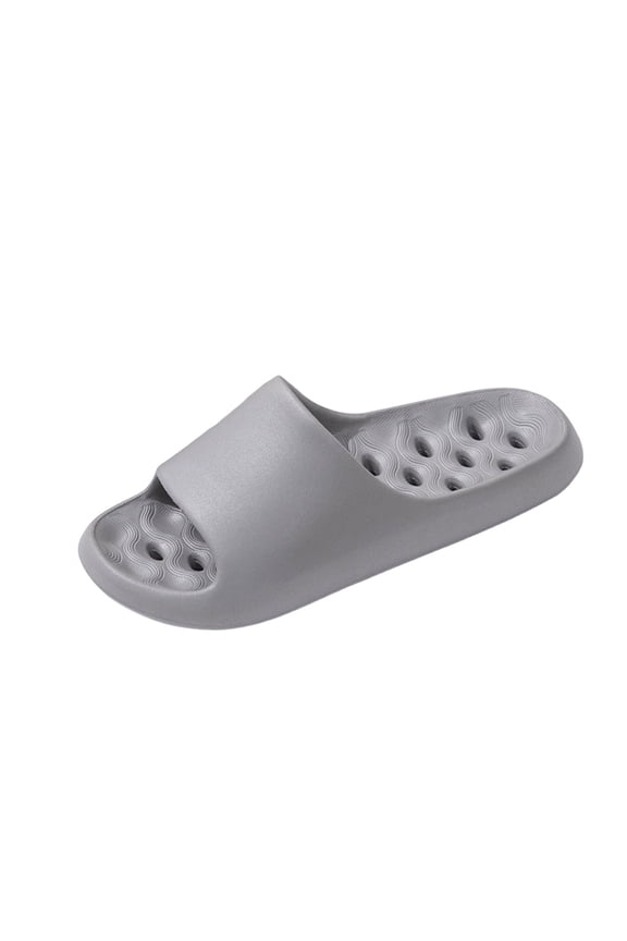 Gray Mens Fashion Casual Indoor Cute Solid Color Thick Soft Sole Home Slippers Round Toe Comfortable House Shoes With Eva Outsole