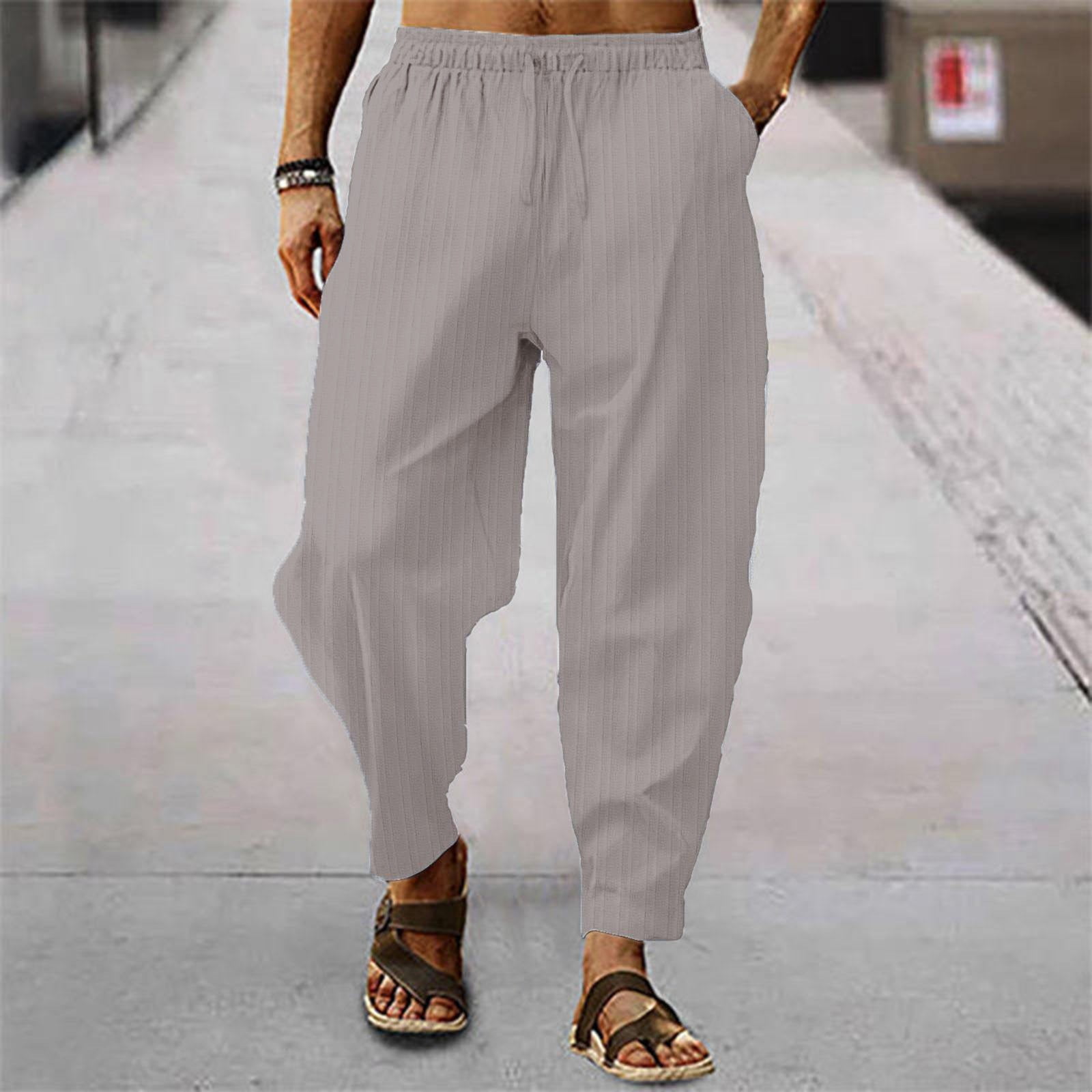 Gray-Mens-Golf-Pants-Cotton-