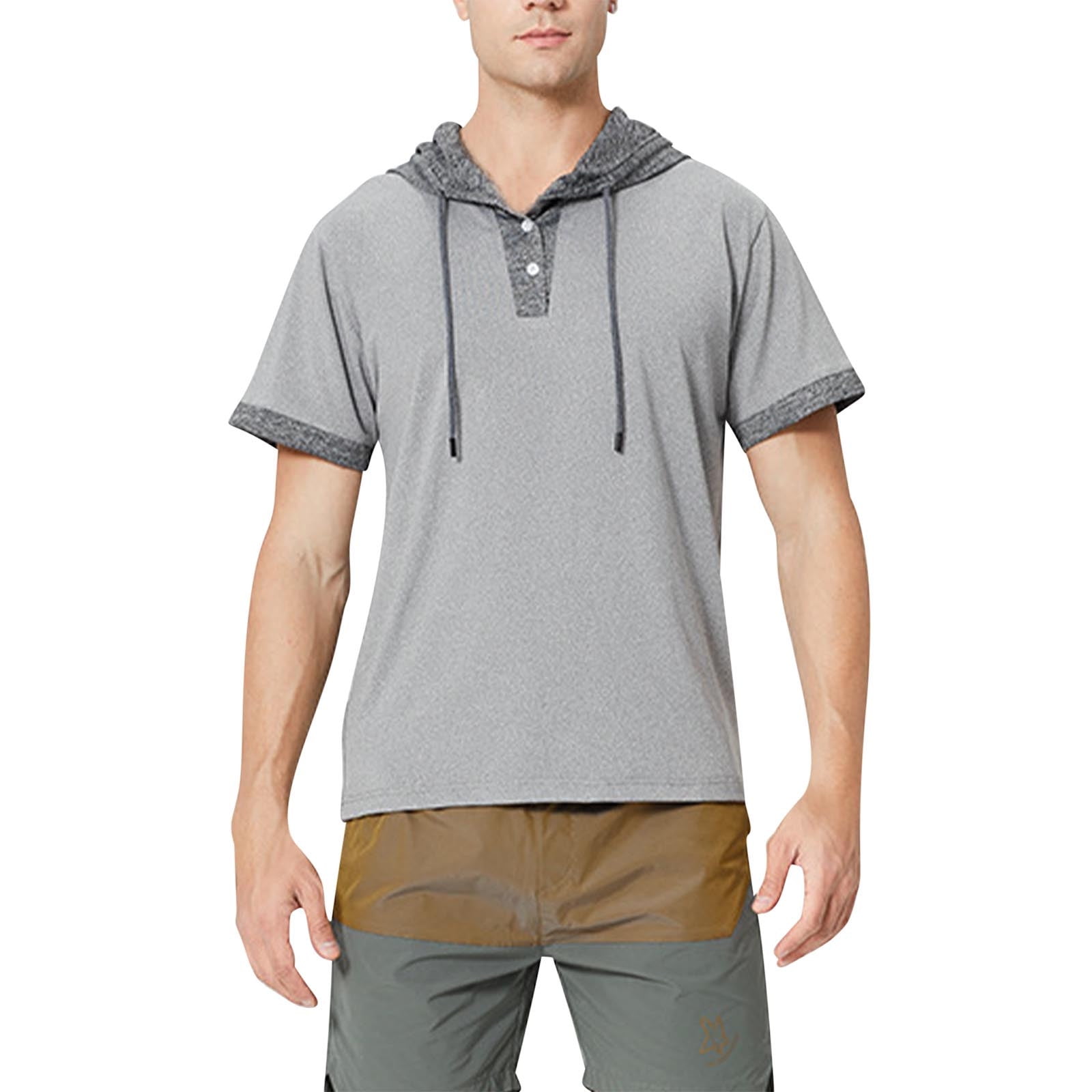 Gray Mens Hoods Outfits for Mens Sleeveless Lounge Hooded Basic Fall ...