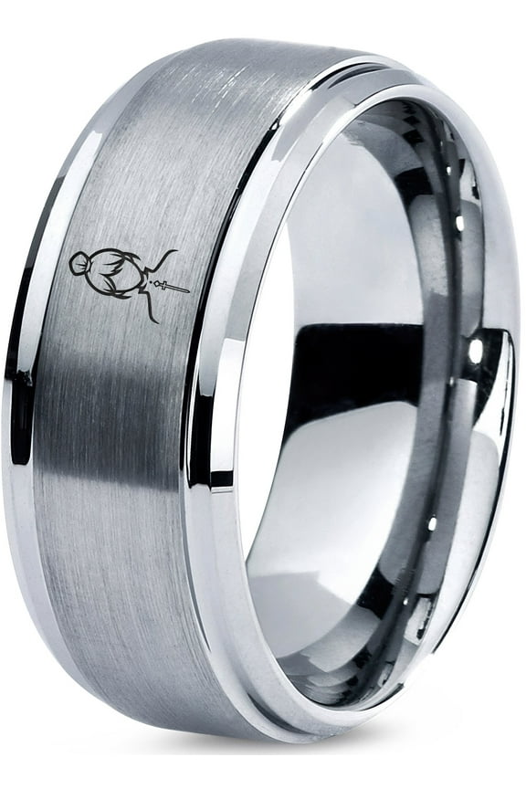 Gray Mens Ring Gamer Tungsten Wife Galentines Uncle 50th Birthday Gift Boho Boyfriend Dad