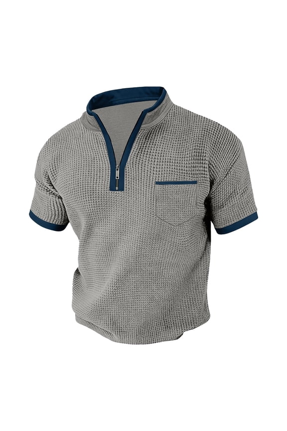 Gray Mens Workout Gym Casual Jogger T Shirts Long Short Sleeve Tops Tee for Man Crewneck Collared Neck Color Block Crochet Basic Patchwork Fall Summer Shirts 2026 M