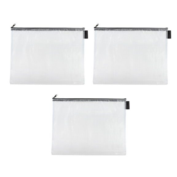 Gray Mesh Zipper Pouches by Simply Tidy 14" Reinforced Document Bags with Zipper Closure for Office - School & Travel Organization - 12 Pack
