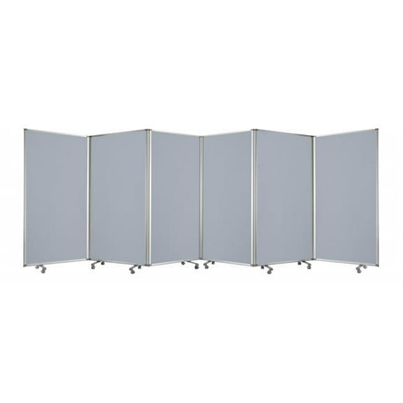 Gray Metal 6 Panel Screen, 212 x 1 x 71 in.