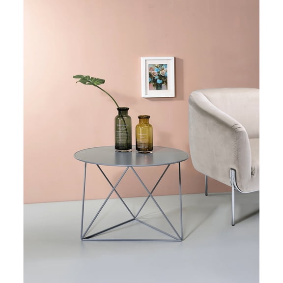 Gray Metal Display & Utility Table, Easy to Position in Different Home Areas