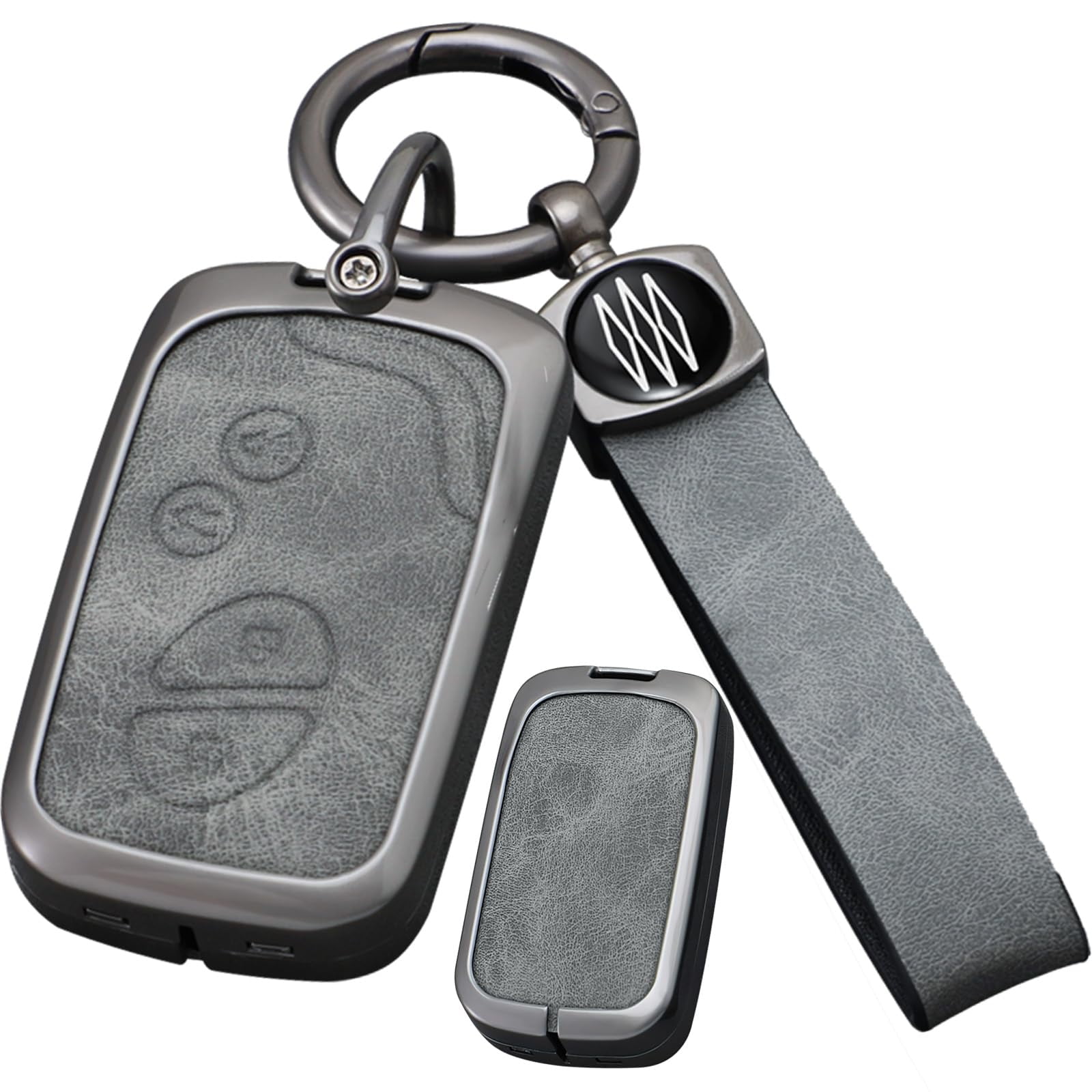 Gray Metal Leather Key Fob Cover Fit for Lexus GX460 RX350 ES350 IS250 GX460 LX570 IS350 GS430 GS300 GS450h is-C is-F Keyless Key Holder with Keychain
