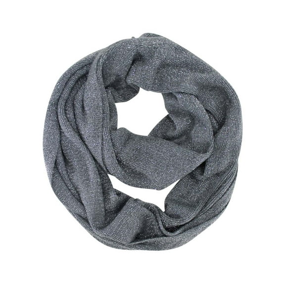 Gray Metallic Winter Knit Circle Infinity Scarf