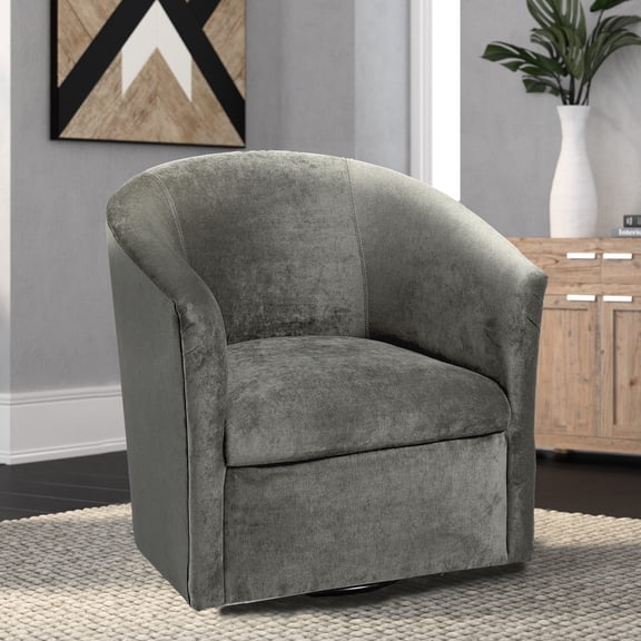 Gray Microfiber Chair with Swivel | Ideal for Different Spaces with Rotating Function | Dacron - Wrapped Cushion for Softness | Ensures Quality with High - Density Foam