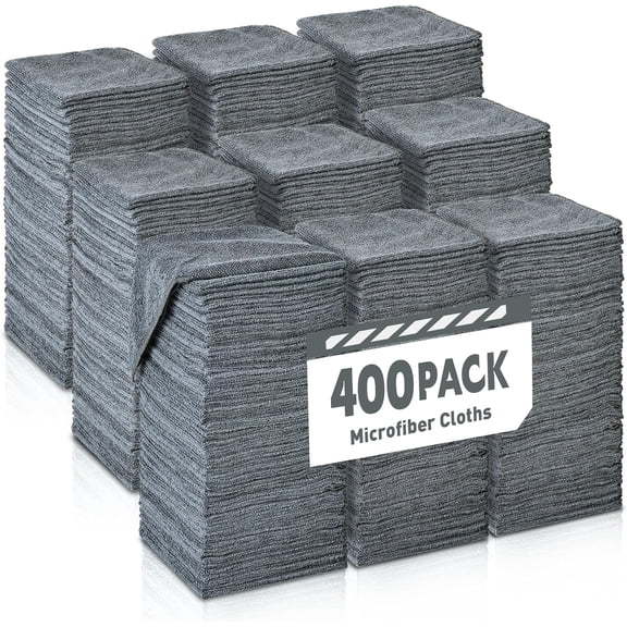 Gray Microfiber Cleaning Cloths Bulk Pack-400 Pack, Microfiber Towels Bulk, Towels for Cars, Cleaning Rags Gray (12x12 inches)