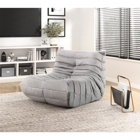 Gray Microfiber Furniture, Accent Chair, Button Design Modern Living Room Microfiber, Non-slip