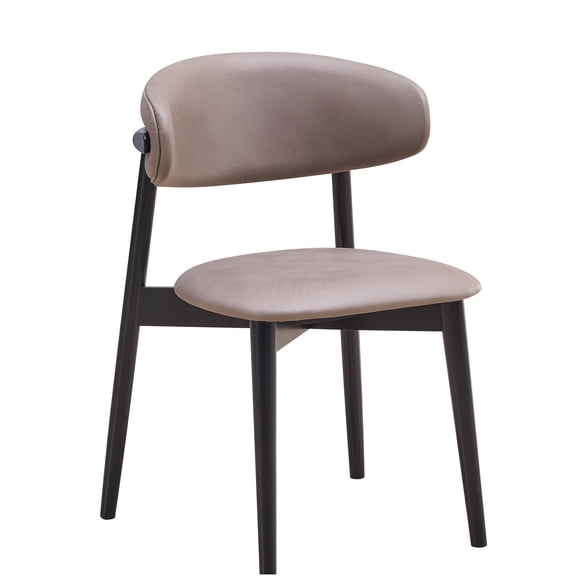 Gray Microfiber Upholstered Side Chairs Set of 2 with Black Wooden Legs for Dining Room