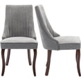 thumbnail image 1 of Gray Mid Century Dining Chairs Set of 2, Modern Kitchen & Dining Room Chairs Set of 2, Fabric Upholstered Kitchen Chairs for Dining Table, Sillas de Comedor, Wood Legs (Grey, 2 Pcs), 1 of 12