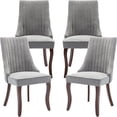 thumbnail image 1 of Gray Mid Century Dining Chairs Set of 4, Modern Kitchen & Dining Room Chairs Set of 4, Fabric Upholstered Kitchen Chairs for Dining Table, Sillas de Comedor, Wood Legs (Grey, 4 Pcs), 1 of 12