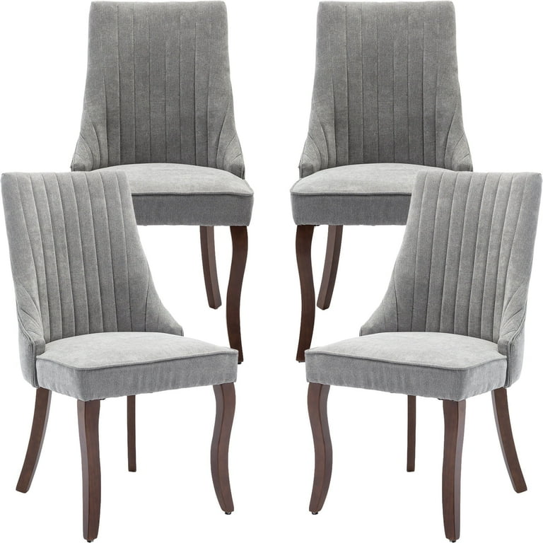 Gray Mid Century Dining Chairs Set of 4, Modern Kitchen Dining