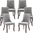 thumbnail image 1 of Gray Mid Century Dining Chairs Set of 6, Modern Kitchen & Dining Room Chairs Set of 6, Fabric Upholstered Kitchen Chairs for Dining Table, Sillas de Comedor, Wood Legs (Grey, 6 Pcs), 1 of 12