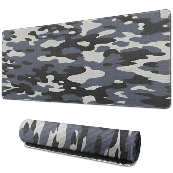 Gray Military Camouflage mousepad Gamingwaterproofnon Slip for Office Home Work GamingmousepadRubber Base Mousepad with Stitched Edges 31.5x11.8inches
