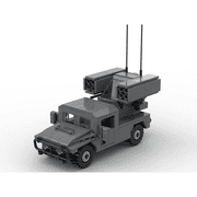 Gray Military Launch Vehicle Building Blocks Set, DIY Assemble Tactical Truck Brick Model, Desktop Display Collectible Ornament