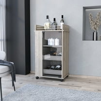 Gray Mobile Beverage Cart With 2 Holder, Side Shelves For Storage, Effortless Rolling Bar Cart, Ample Storage Space, Smooth