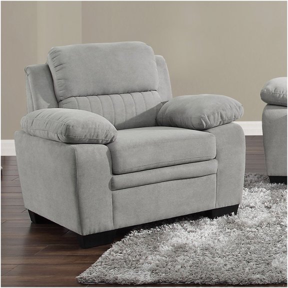 Gray Modern Channel Tufted Accent Chair with Plush Upholstery and Solid Wood Frame for Living Room