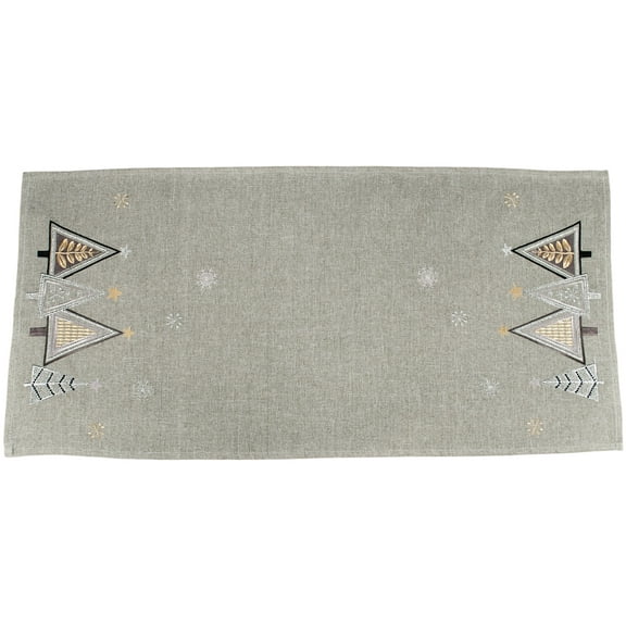Gray Modern Geometric Christmas Tree Table Runner (16"x35")