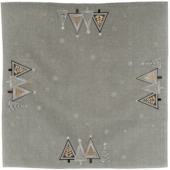 Gray Modern Geometric Christmas Tree Table Topper (34" SQ)