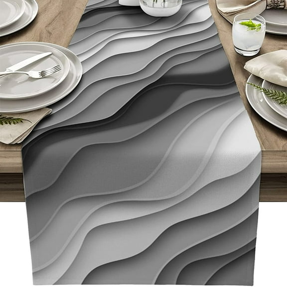Gray Modern Geometric Dining Table Runners Abstract Beach Decor for Parties Banquet Kitchen Dining Room Decoration 13" x 72"