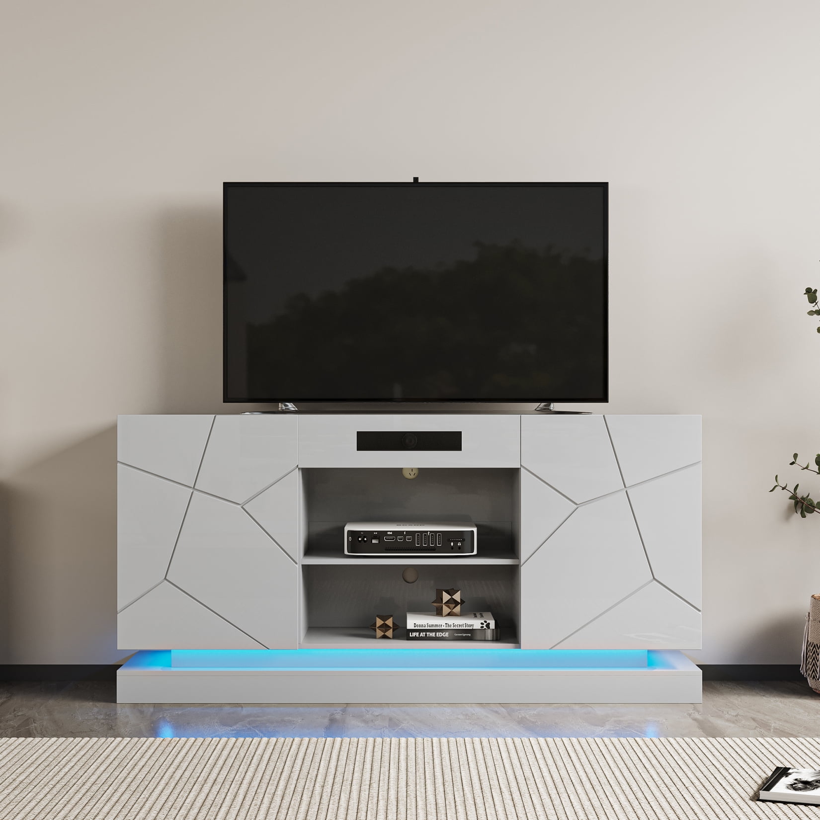 Gray Modern LED TV with Bluetooth Speaker Entertainment