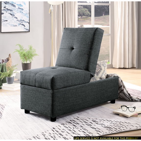 Gray Modern Storage Ottoman | Adjustable to Chair in Living Space | Solid Wood and Plywood Build | Meets Storage and Comfort Needs