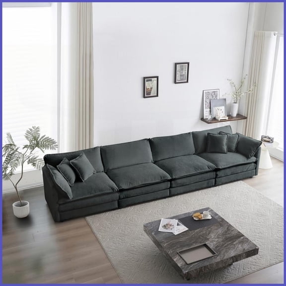 Modern Gray Chenille 4-Seater Modular Sofa – Free Combination for Living Room Comfort & Style