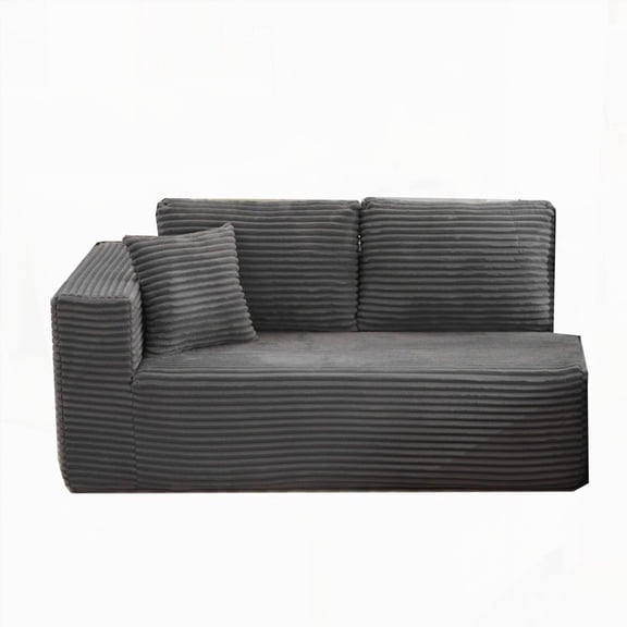 Gray Modular Sectional Couches for Living Room: Left Long Seat (SF502AGY) - No Assembly Needed & Premium Corduroy