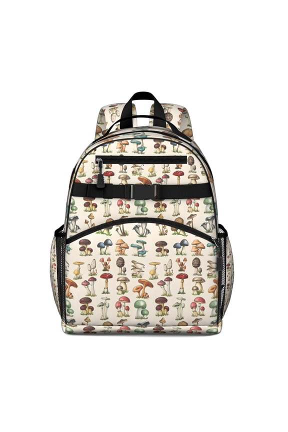 Brown Mushroom Plant Light Pattern Backpack for School,Cute School Bag,Schoolbag with Adjustable Shoulder Straps & Padded Back,15.25"x11.5"x5.25"