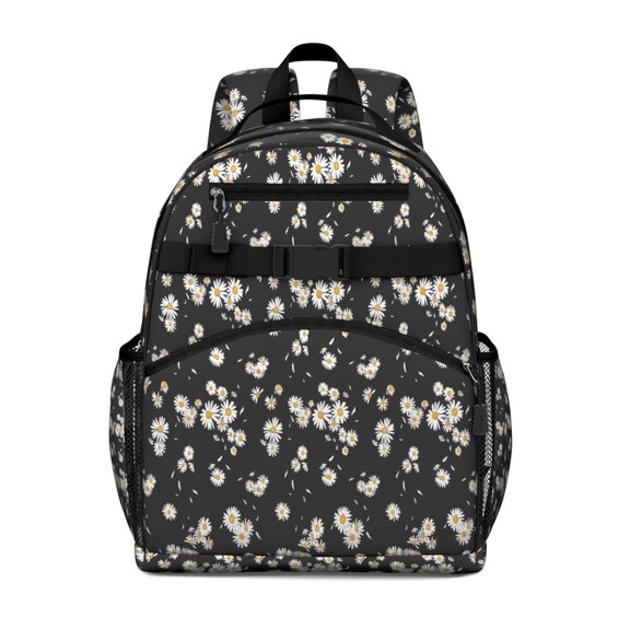 Daisy Flower Pattern Backpack for School,Cute School Bag,Schoolbag with Adjustable Shoulder Straps & Padded Back,15.25"x11.5"x5.25"
