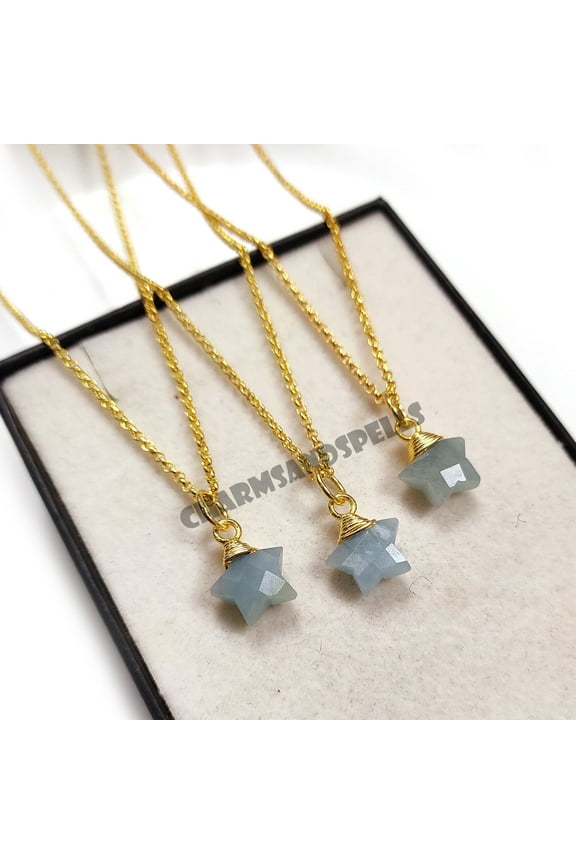 Gray Moonstone Necklace, Moonstone Star Charm Necklace, Natural Gemstone Pendant, June Birthstone, Unique Woman Jewelry, Gifts For Girlfriend