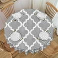 thumbnail image 1 of Gray Moroccan Trellis Round Tablecloth 60 Inch Retro Gray Plaid Waterproof Polyester Cloth for Outdoor Picnic, Camping, and Indoor Kitchen Dining Party, 1 of 6