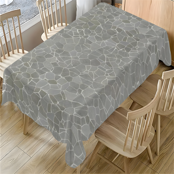 Gray Mosaic Stone Pattern Rectangle Tablecloth 55 x 77.1 Inches for Dining Table, Desk, Coffee Table, Outdoor Use