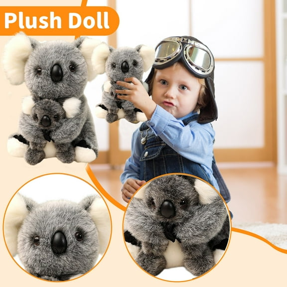 Gray Mother and Child Koala Plush Toy, 11.8-inch Soft Stuffed Animal Doll for Boys and Girlss, Nursery Decor Gift Style #E207 green