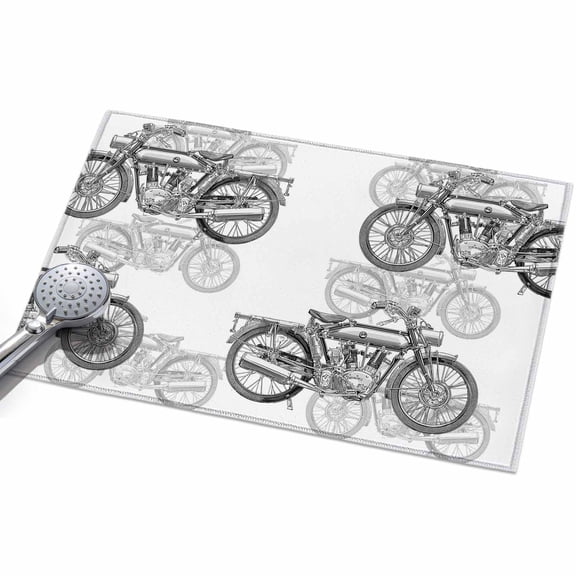 Gray Motorcycles 2x3ft Non Slip Area Rug Vehicles Wheels Nostalgia Abstract Washable Soft Area Rugs for Living Room, Indoor Circle Carpet for Bedroom Dining Room Kitchen