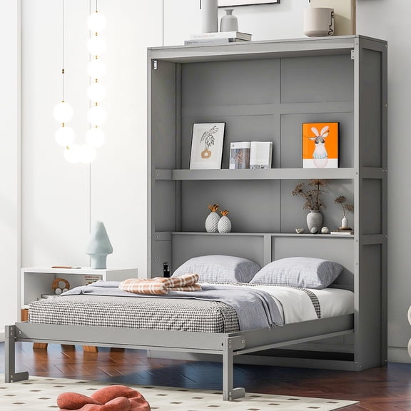 Gray Murphy Bed | Fold Away for Floor Space, Comfortable Sleep | Guest Room, Apartment