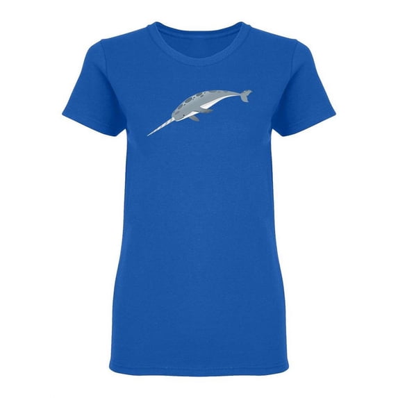 Gray Narwhal Design Shaped T-Shirt Women -Image by Shutterstock, Female Small