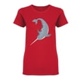 thumbnail image 1 of Gray Narwhal Graphic Shaped T-Shirt Women -Image by Shutterstock, Female Large, 1 of 2
