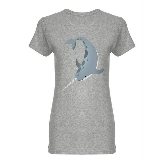 Gray Narwhal Graphic Shaped T-Shirt Women -Image by Shutterstock, Female XX-Large